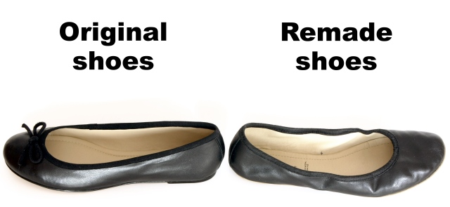 Porovnanie - polotovar a prerobené topánky